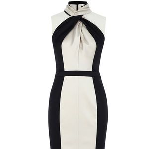 Karen Millen Knot Neckline satin cocktail dress